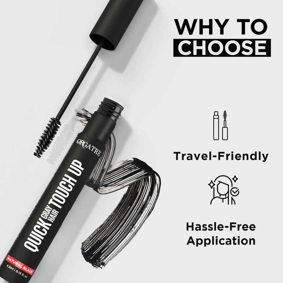 Orgatre Quick Gray Hair Touch Up Stick | Instant Gray Coverage | Semi Permanent -Black Color
