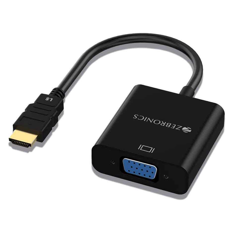 Zebronics HAV01 HDMI To VGA Converter | 24K Gold Plated - Black