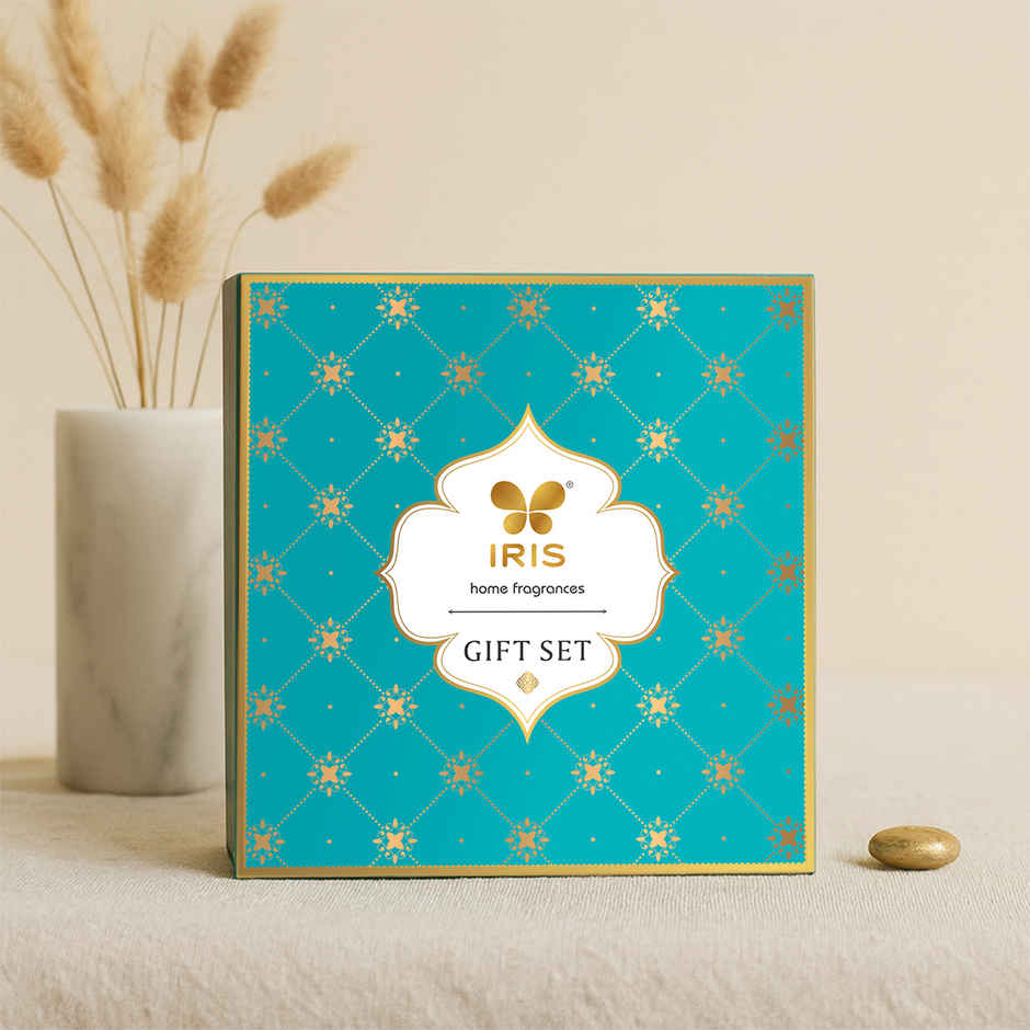 Candles and Potpourri Decor Gift Box - Gold Musk Fragrance | Diwali Gift Hamper | Iris