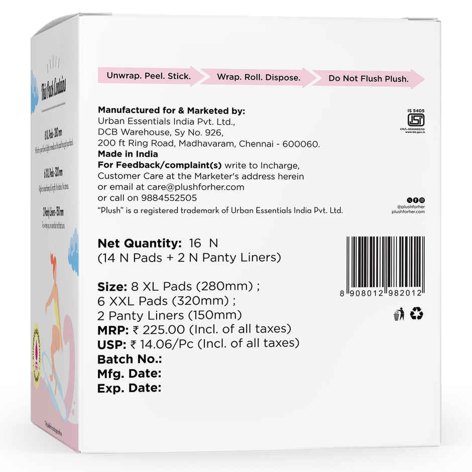 Plush Ultra Thin 8 XL + 6 XXL Sanitary Pads | Assorted Pack