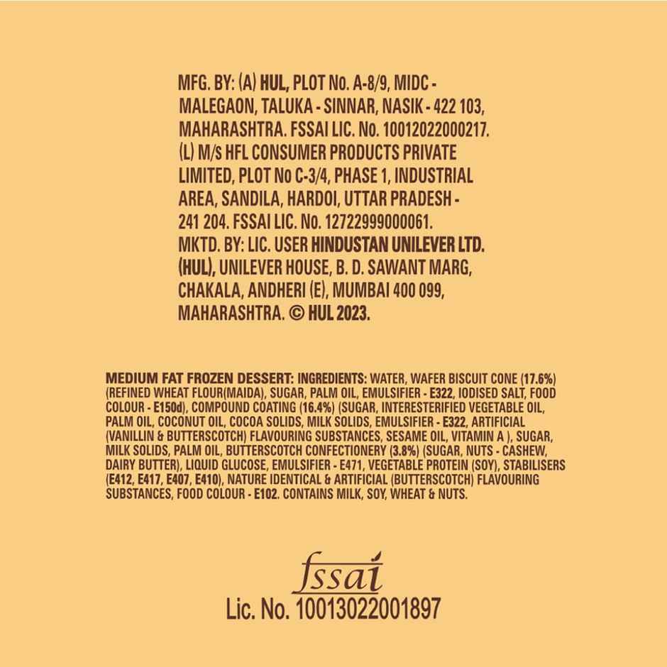 Kwality Wall's Cornetto Butterscotch Cone Combo