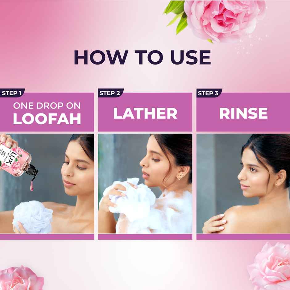 Lux Body Wash Soft Skin French Rose & Almond Oil With Long Lasting Fragrance Glycerine Paraben Free