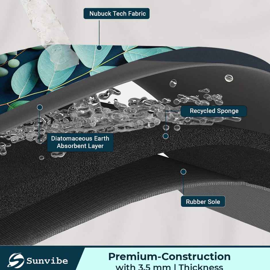 Casacraft by Pepperfry Casacraft by Pepperfry Blue 3D Print Floral Rubber 24x16 Inch Bath Mat