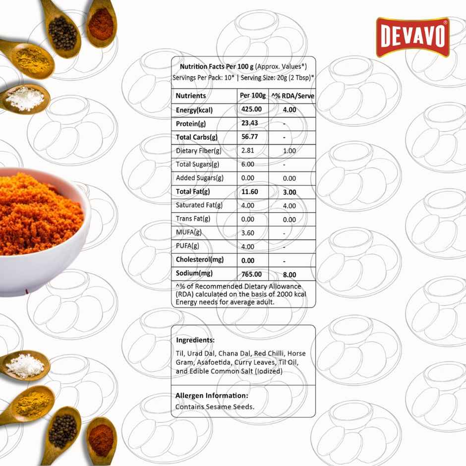 Devavo Idli Chutney Powder Molaga Podi