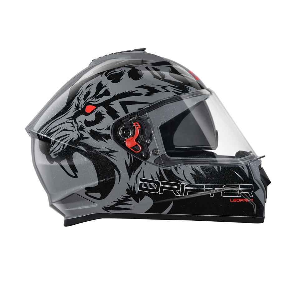 Studds Drifter D2 Leopard ISI-DOT Certified Full Face Helmet | Dual Visor & Spoiler |Grey N9 - L