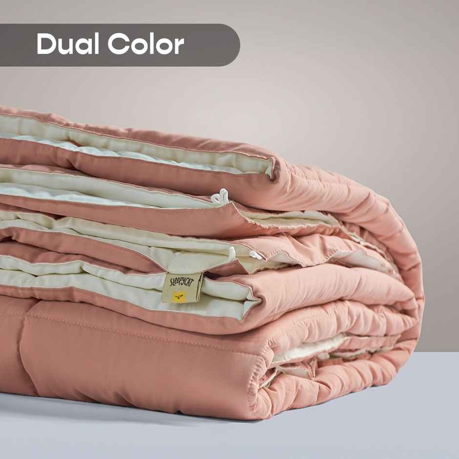 Sleepycat All Season Reversible Comforter-Nude Pink & Seafoam White (Double Size, 90 x 100 Inches)