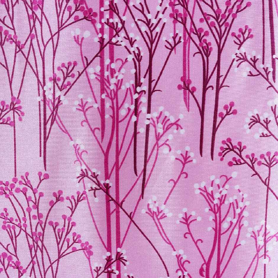 Romee Leafy Printed Polyester Door Window Curtain 7 feet Set of 2 | Purple