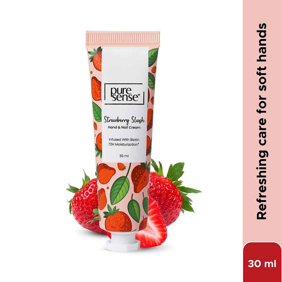 Puresense Strawberry Slush Non-Sticky Hand And Nail Cream Infused With Biotin, Glycerin