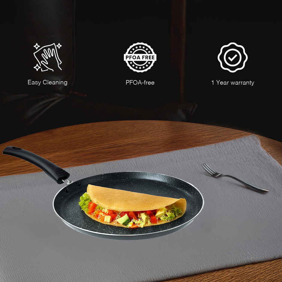 BAY6 Nonstick Dosa Tawa | 26 cm - Grey (Not Induction Compatible)