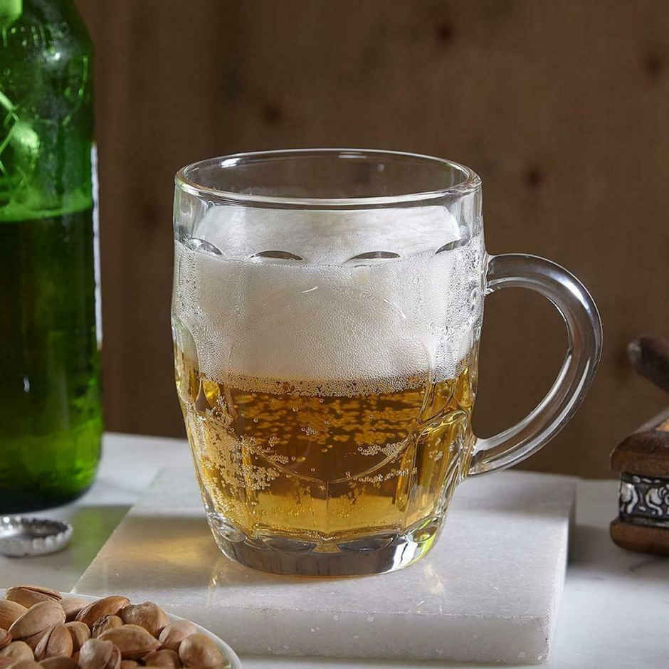 Glass Beer Mug Set | Durable | Easy-Grip Handle | Dishwasher Safe | 570 ml | Luminarc