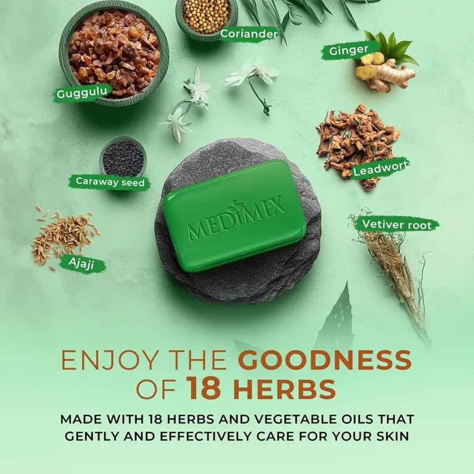 Medimix Classic Ayurvedic Traditionally Made Soap with 18 Herbs