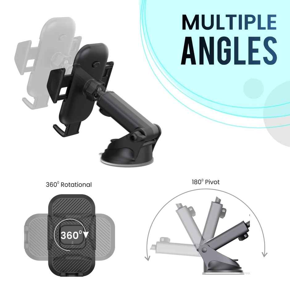 Portronics Clamp M Car Mobile Holder - Strong Suction Cup