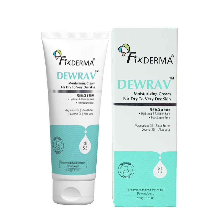 Fixderma Dewrav Moisturizing Cream for Face & Body Deeply Hydrates Dry to Very Dry Skin