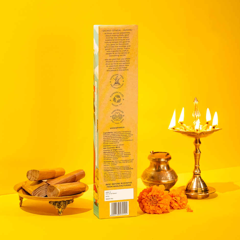 Phool Ayodhya Soumya Chandan Agarbatti 100% Natural Certified Incense Sticks