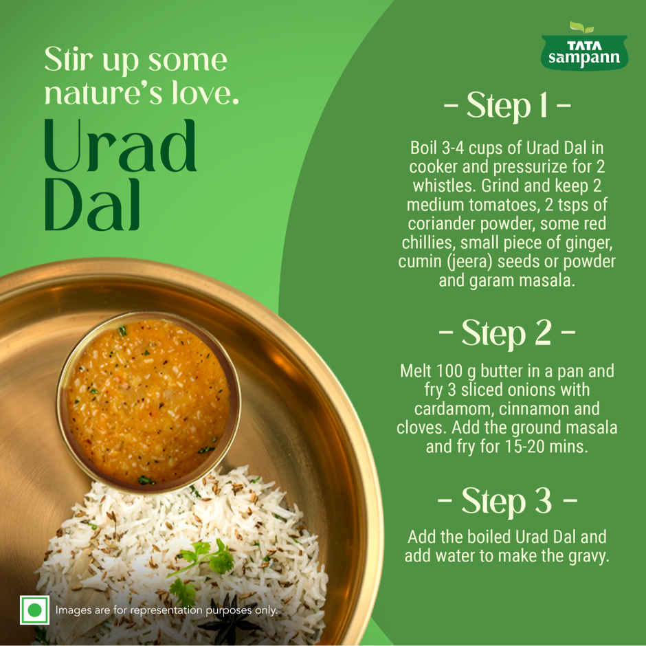Tata Sampann Urad Dal Split(500gms) & Tata Sampann Unpolished Toor Dal/Arhar Dal(1kg) Combo