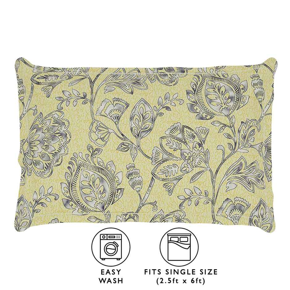 Story@Home 160 TC Microfiber Single Floral Flat Bedsheet | Cream