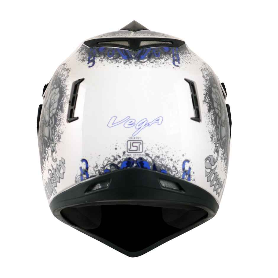 Vega Auto Off Road D/V Gangster Lightweight Full Face Helmet - White - M | Blue - M