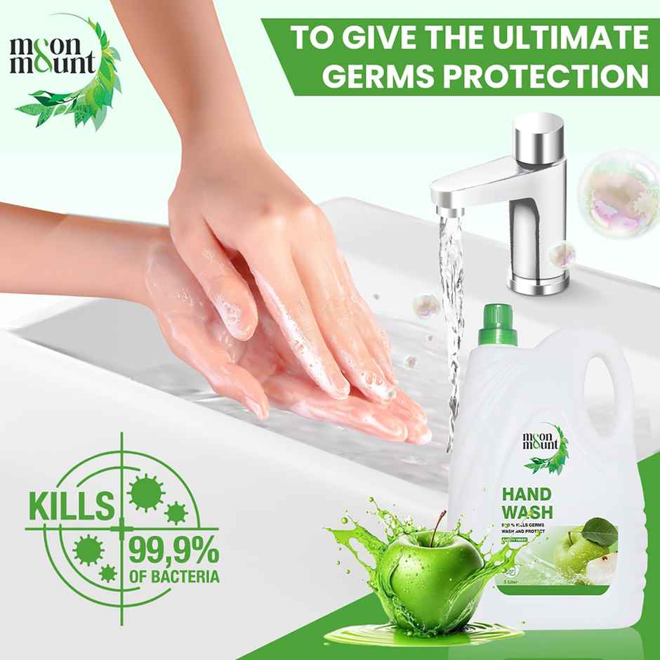 Moon And Mount Hand Wash Protection From Germs Hand Wash Liquids (Green Apple) 5 l