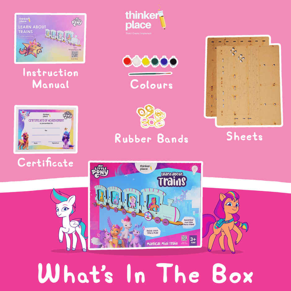 ThinkerPlace My Little Pony Mini Train Frame | Build & Color Mini Train (Age 3+)