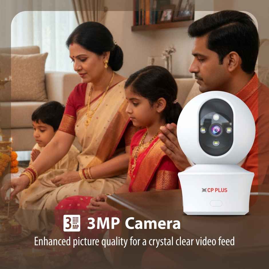 CP PLUS EZ-P34Q 3MP Wi-Fi PT Camera | 30M IR, Color Night Vision White LED & Google Home Support