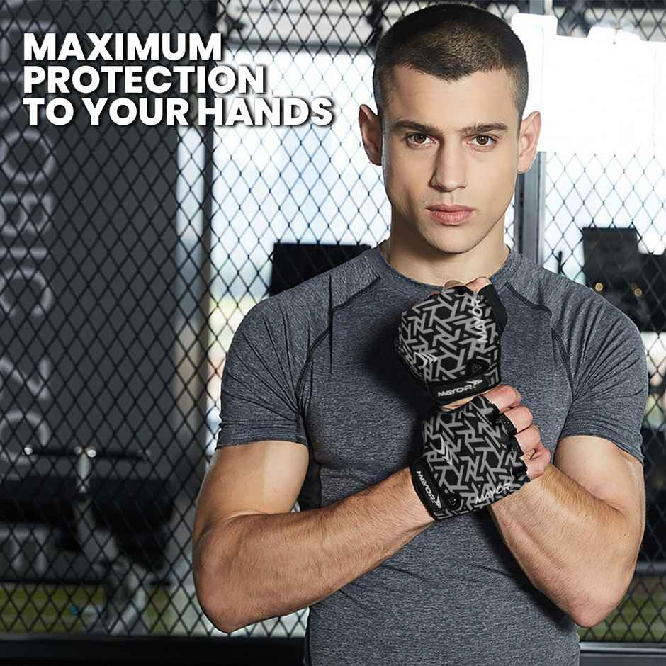 Mayor Venus Gym & Fitness Gloves For Men and Women | Grey - Black | Free Size