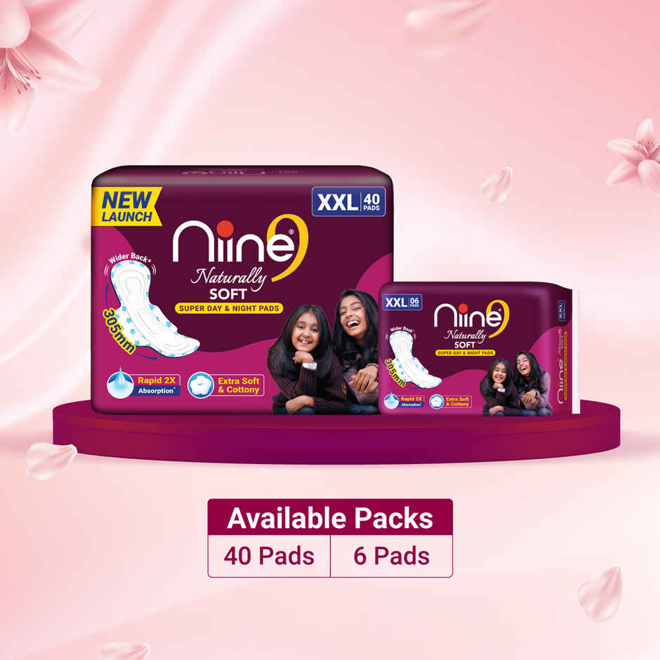 Niine Naturally Soft Day & Night Sanitary Pads | 305 mm | XXL | 40 Pads
