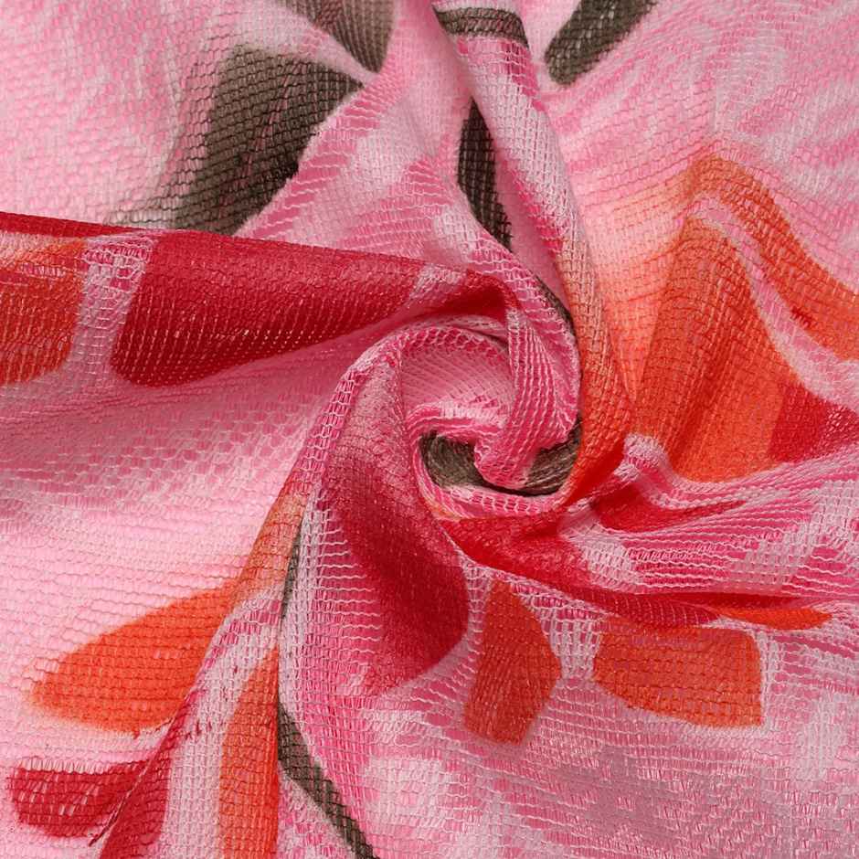 Romee Pink Floral Printed 5-Seater Net Sofa Cover