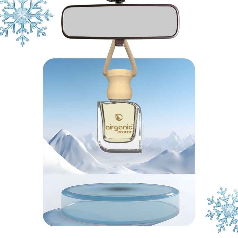 Airganic Aroma Swing Snow Smog Aroma With Essential Oils In Glass Bottle With Wooden Diffuser Lid Combo