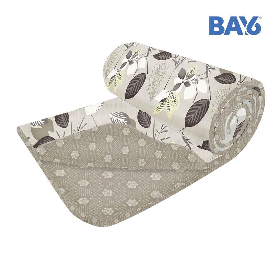 BAY6 Microfibre Leaf Print Single Bed Dohar | Beige & Brown | 150 x 220 cm