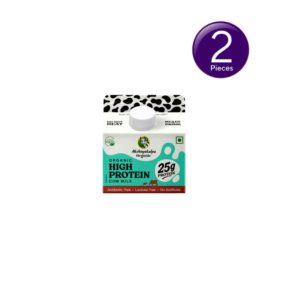 Akshayakalpa Organic High Protein Cow Fresh Milk | 25g Protein | Gable Top Pack | Combo