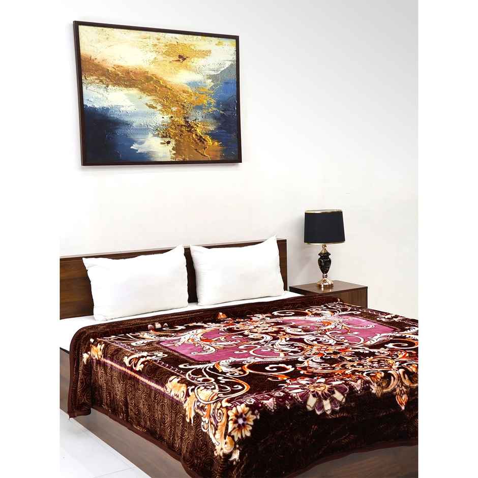 Signature 530 Gsm Polyester Pink Brown Mind Winter Super Soft Double Bed Mink Blanket