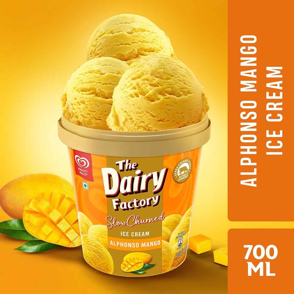 Kwality Wall's The Dairy Factory Alphonso Mango Ice Cream Tub