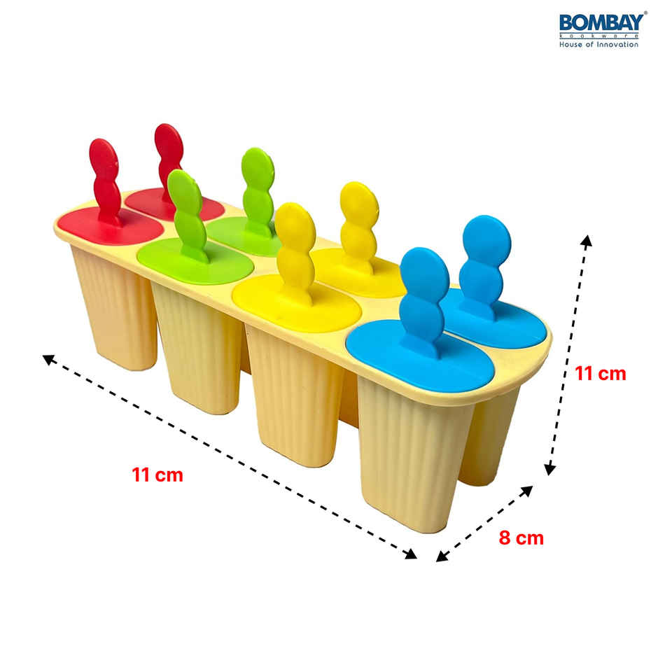 Bombay Kookware Manual Ice Cream Maker | 8 Popsicles Yellow Colour Base