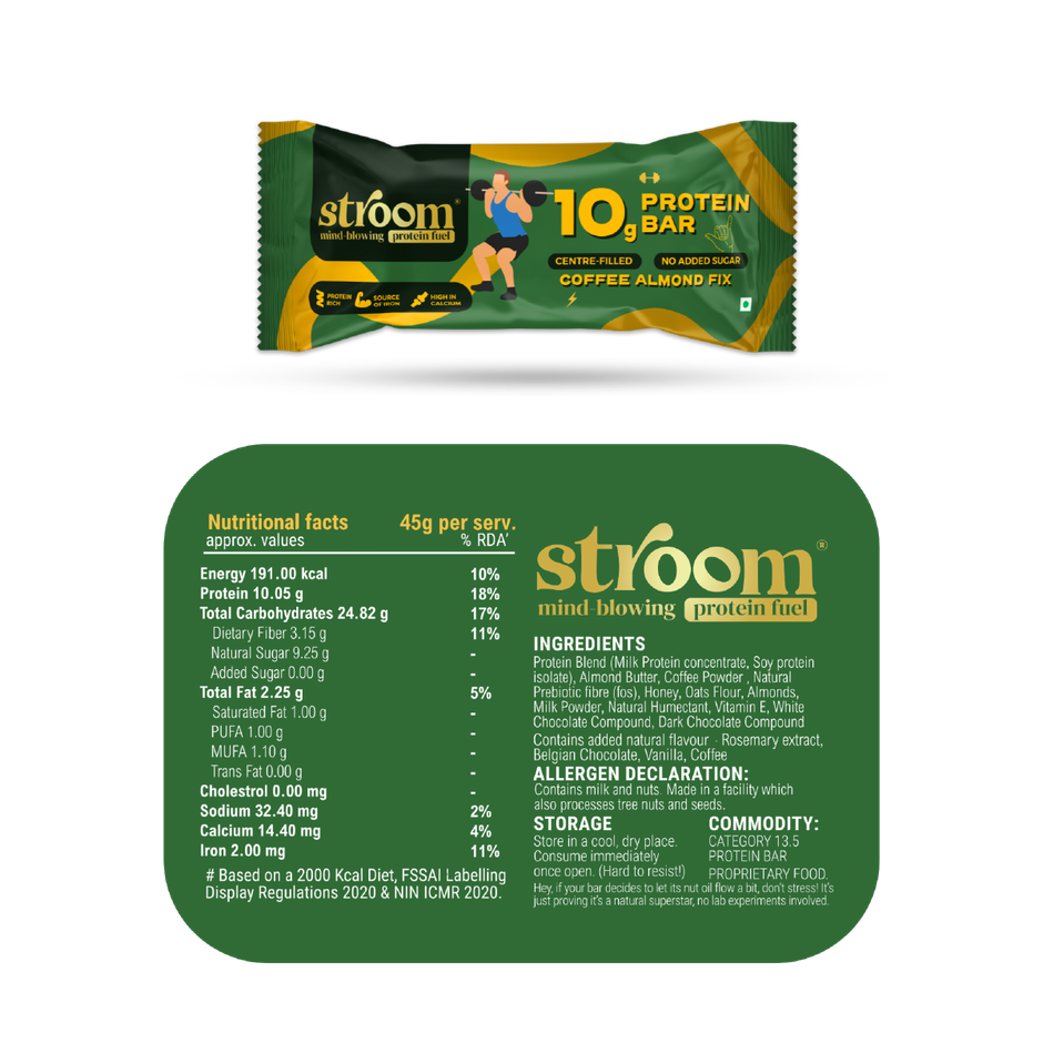 Stroom Coffee Almond Fix 10G Protein Bar