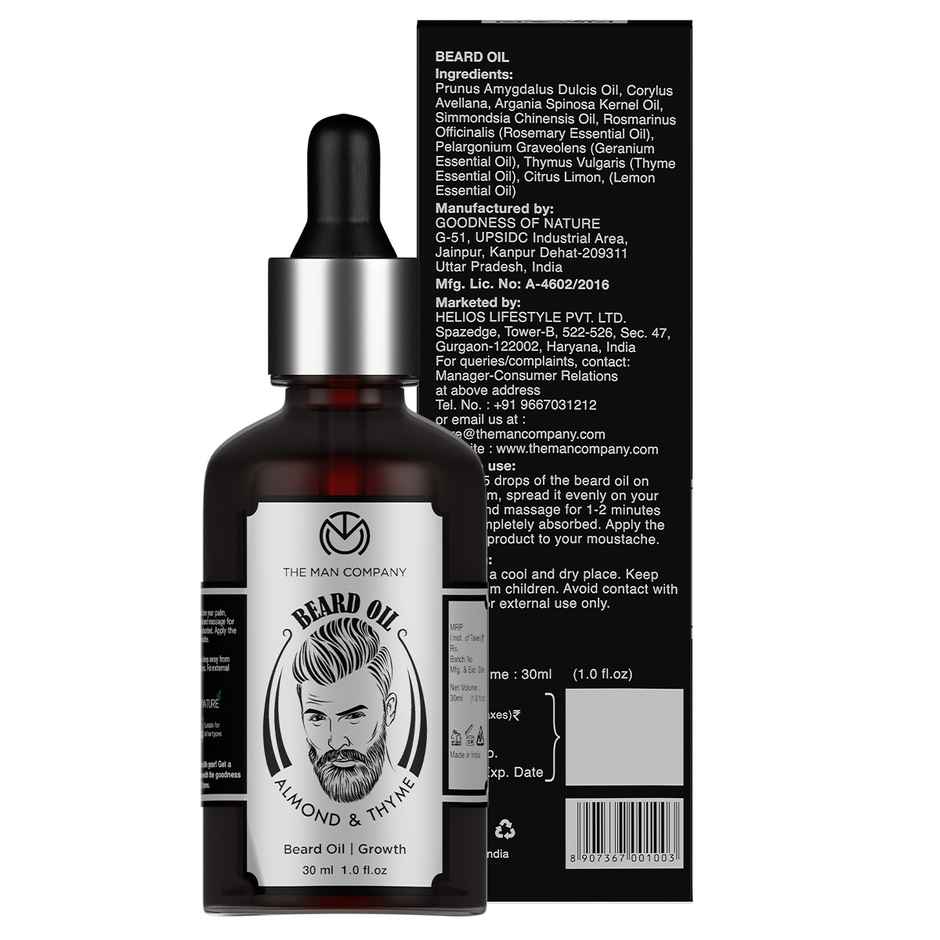 The Man Company Beard Growth Oil I Almond & Thyme