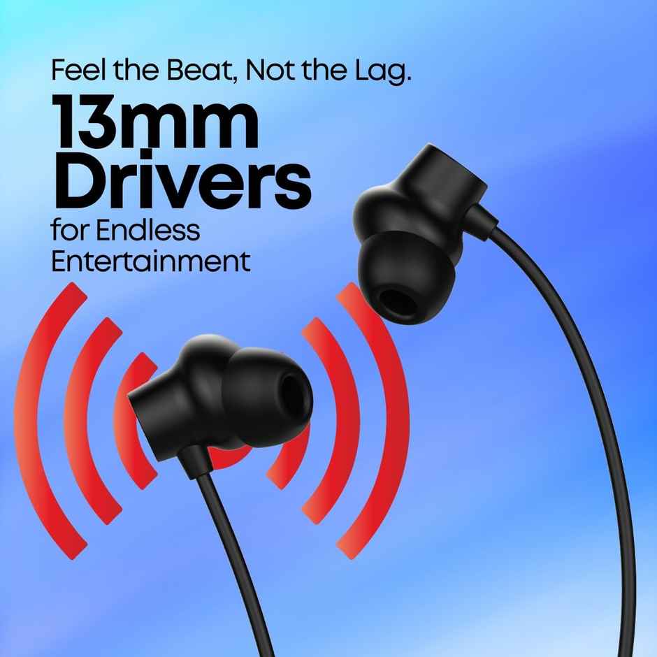 pTron Tangent Eon Bluetooth Neckband | 45H Playtime | Hd Mic | Trutalk Ai-Enc Dual Device Pairing - Black