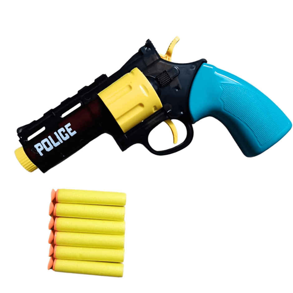 Toytales Police Revolver Toy Gun | Soft Foam Dart Bullets | Shooting Toys For Boys | Kids Gift