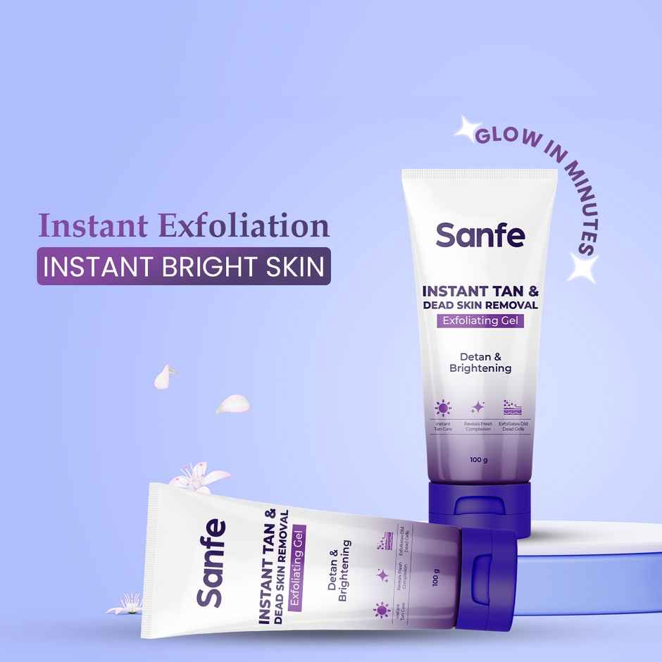 Sanfe Instant Tan & Dead Skin Removal Exfoliating Gel Smooth & Bright Skin Combo
