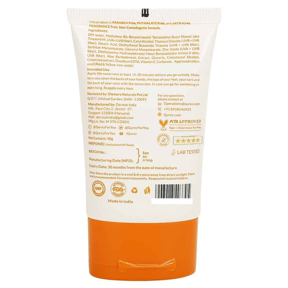 Qurez Tinted Mattifying Sunscreen SPF 50 PA++++ With Blue Light Protection