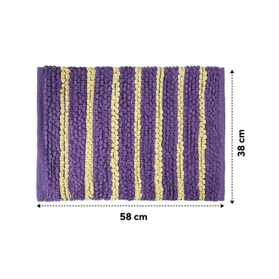 Status Cotton Anti- Skid Stripe Mat | 38 x 58 cm | Lavender