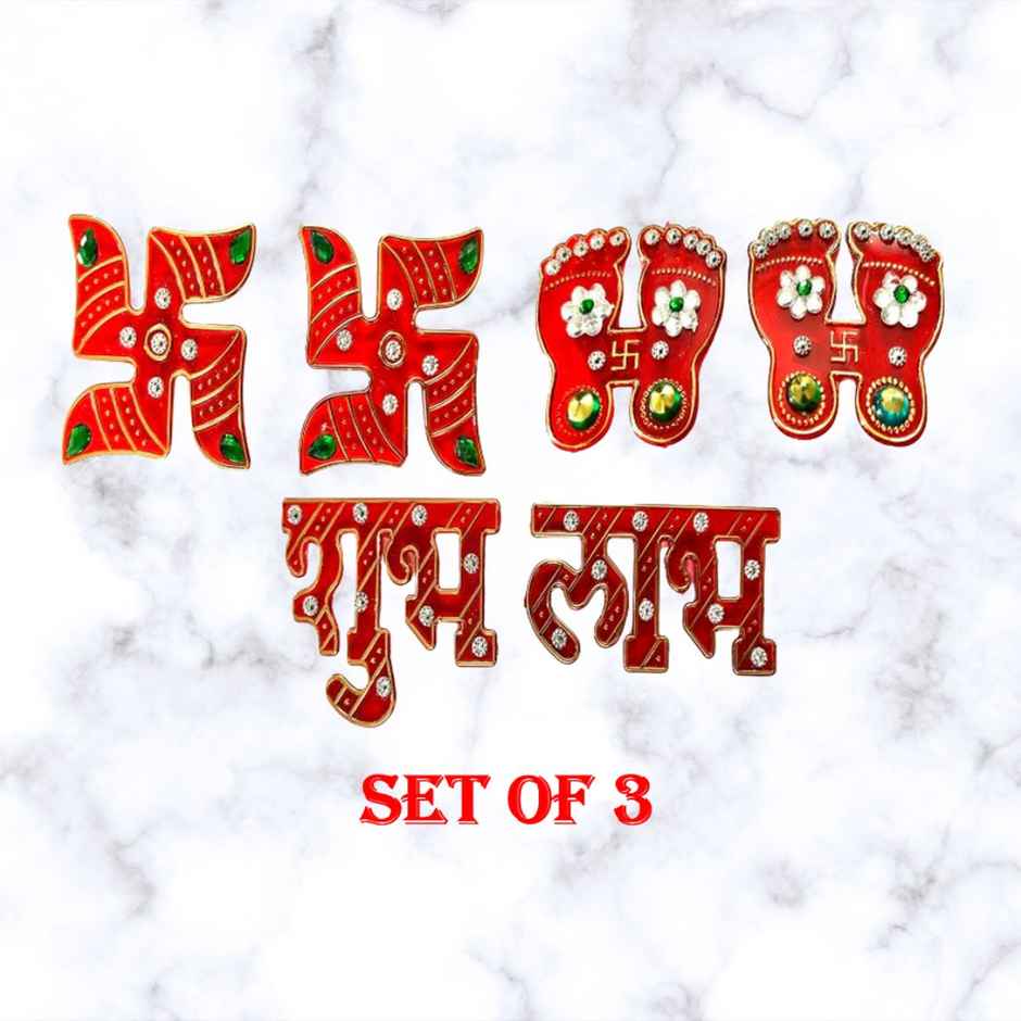 Main Door/Wall Hanging Stickers Set | Shubh Labh, Charan and Swastik