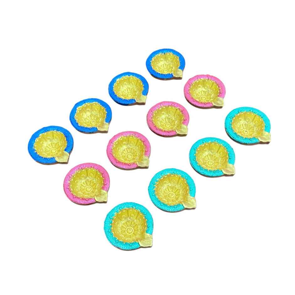 Multicolor Kanchan Diya | Designer Clay Diya |Pack Of 12 | DiaCraft