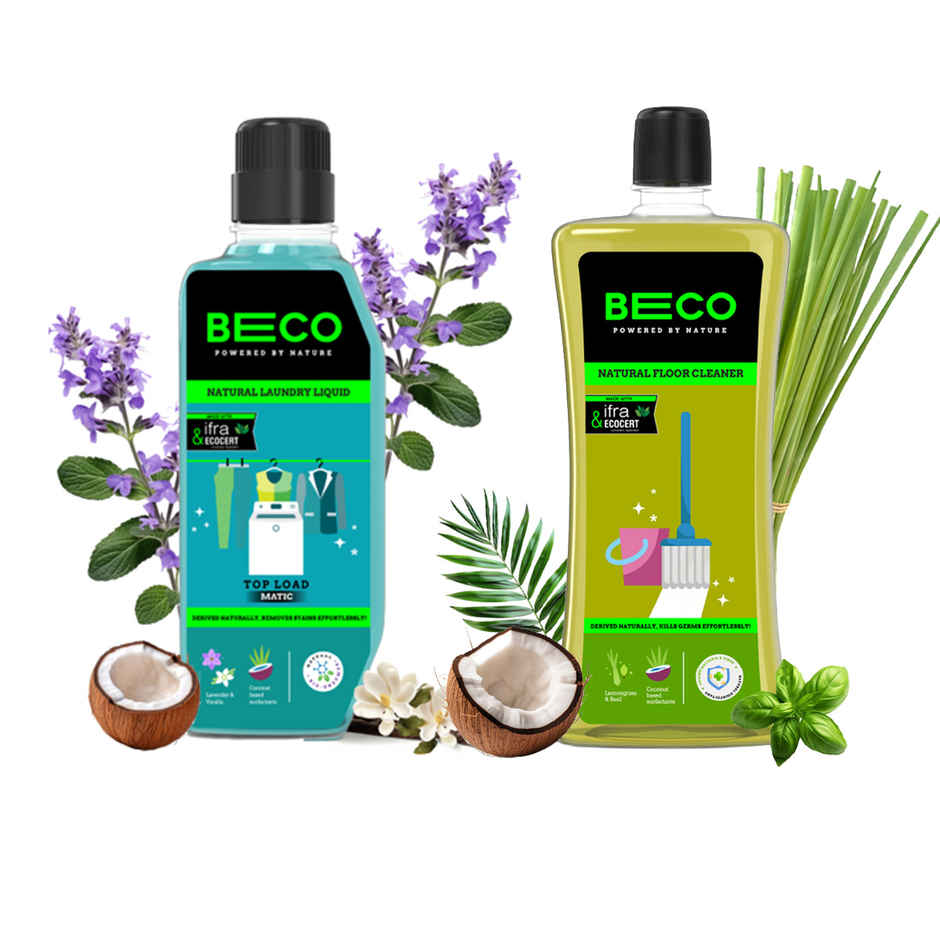 Beco Top Load Laundry Detergent Liquid (960ml) & Beco Natural Floor Cleaner Liquid (1L) Combo