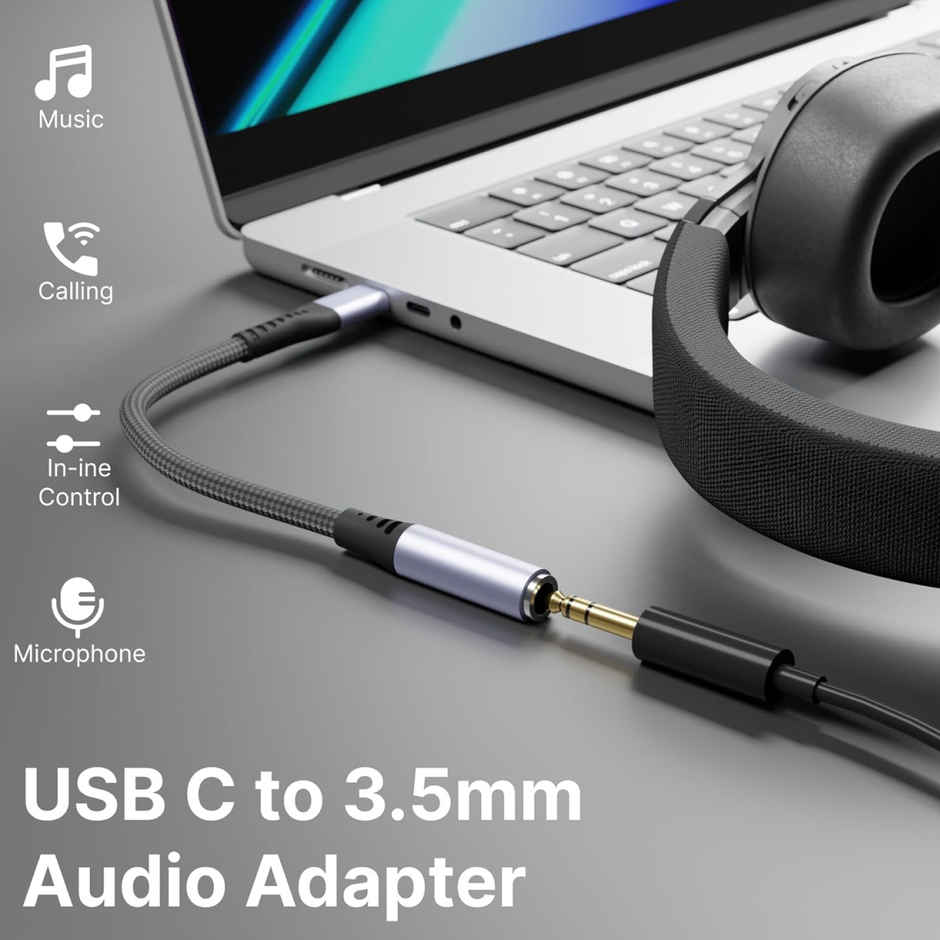 Ailkin Type-C to 3.5mm Audio Jack Connector|Adapter with DAC for Type C Phones [Black]