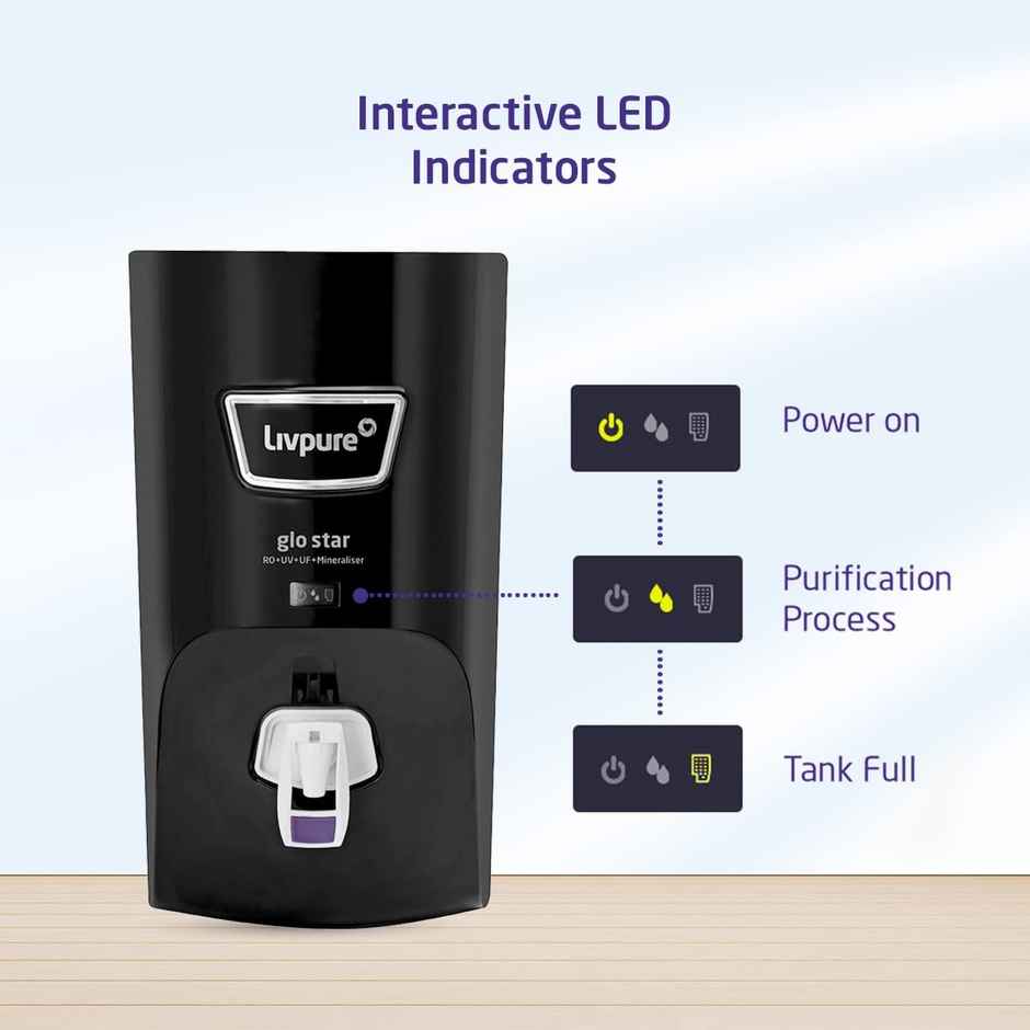 Livpure Glo Star RO+In-Tank UV+UF+Mineraliser - 7 L Storage