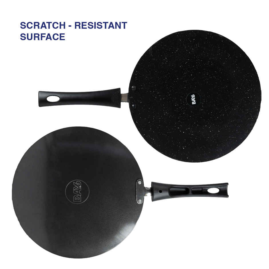 BAY6 Aluminium Nonstick Concave Roti Tawa (3mm) 27 cm - Grey