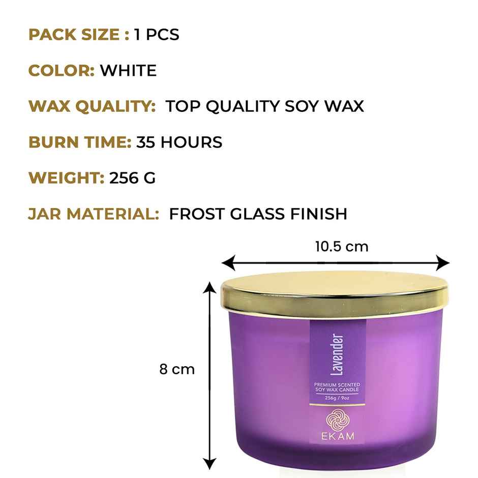Ekam Lavender Scented 3 Wick Soy Candle