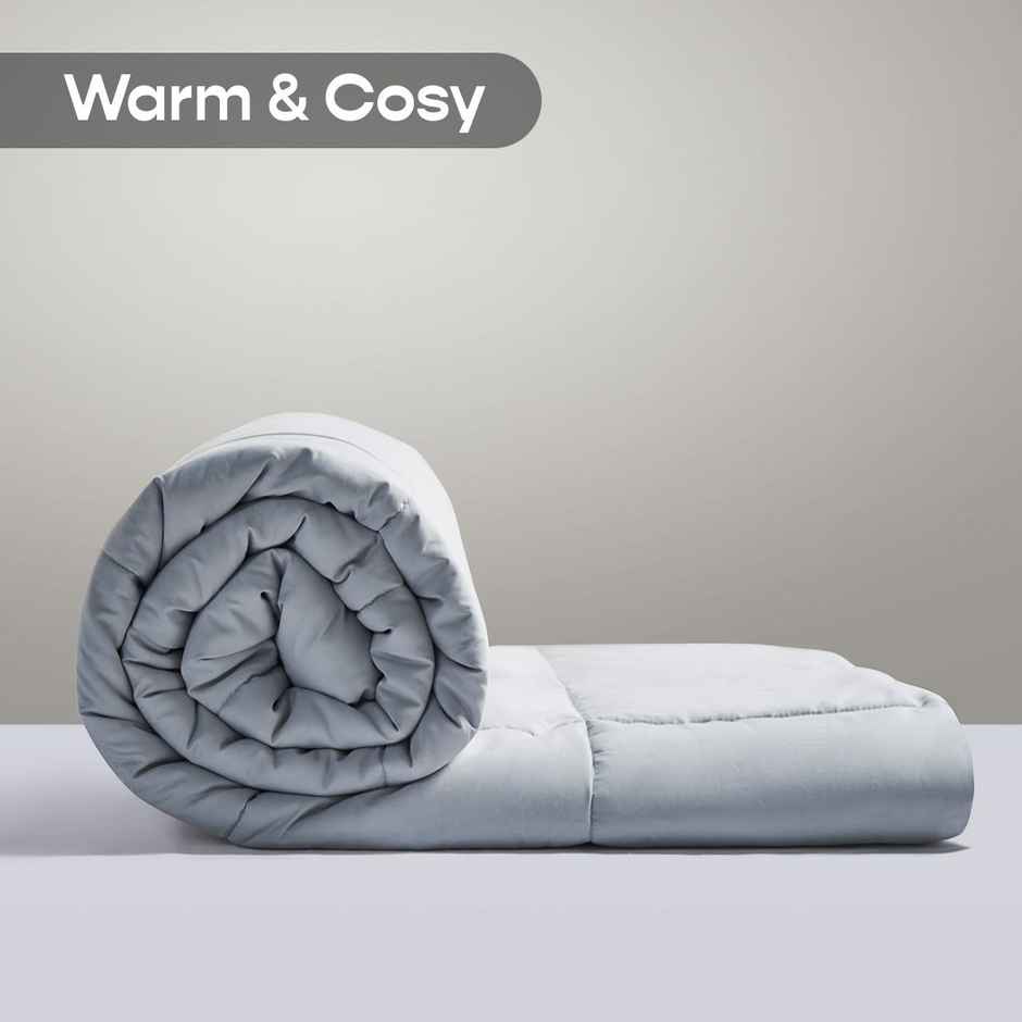 Sleepycat All Season Reversible Comforter-Rhino Grey & Coconut White (Double Size, 90 x 100 Inches)