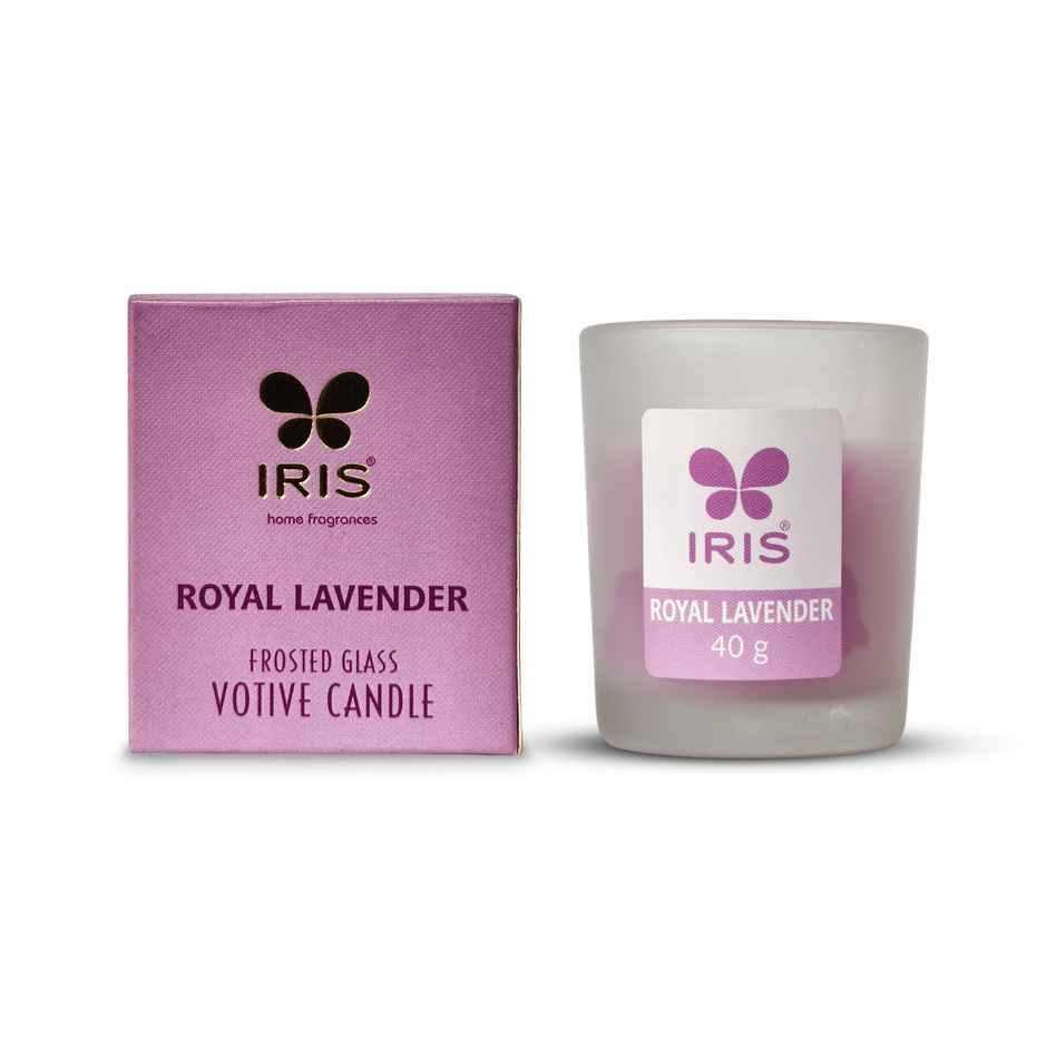 Royal Lavender Frosted Shot Glass Scented Candle | 8 Hours Burn Time | Home Decor | IRIS