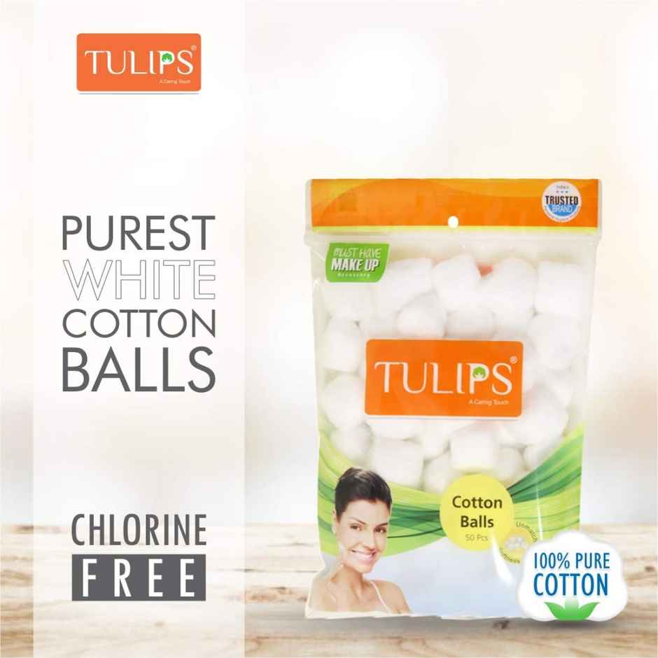 Tulips White Cotton Balls Pouch | Soft & Gentle